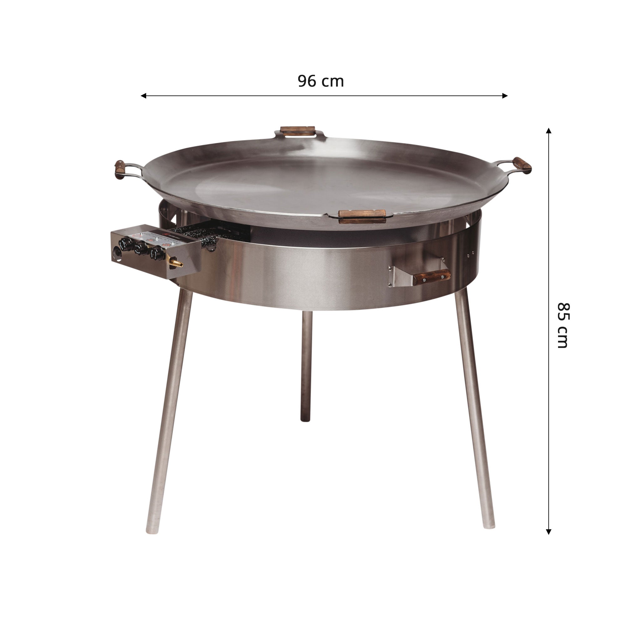 GrillSymbol Paella Cooking Set PRO-960 light, ø 96 cm
(pan 3 mm steel ø 96 cm, gas burner ø 60 cm)