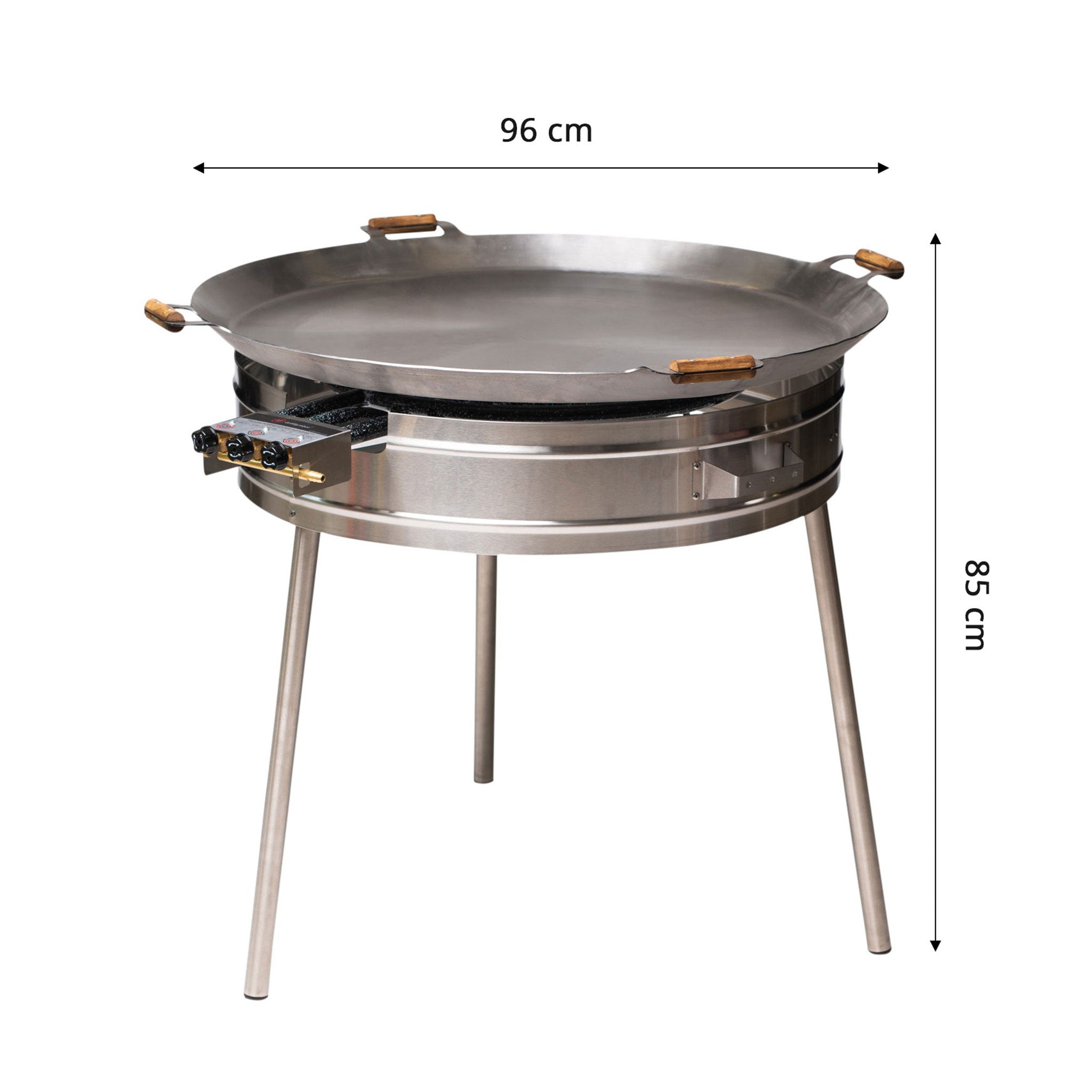 GrillSymbol Paella Cooking Set Basic-960, ø 96 cm
(pan 3 mm steel ø 96 cm, gas burner ø 70 cm)